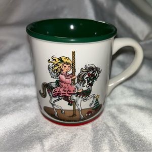 Vintage 1990 Potpourri Press Coffee Mug Christmas Angel Rocking Horse